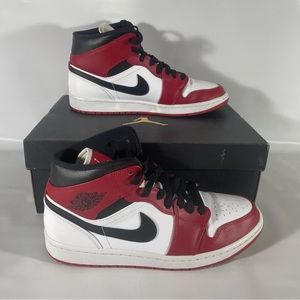 Nike Air Jordan 1 Mid Chicago White Red Men's Women's Sneakers Shoes